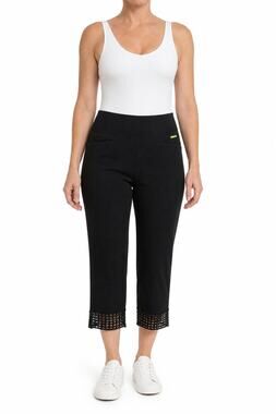 Swing Control Women's Black Mesh Hem Crop Golf Pants Size 2 Performance Stretch